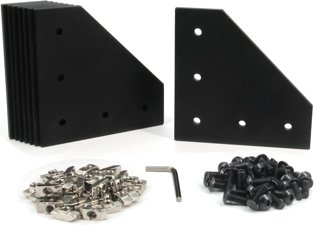8 stuks hoekbeugelplaat buiten verbindingsplaat voor 4040 serie, aluminium profiel 3D-printerframe (L-zwart-4040)