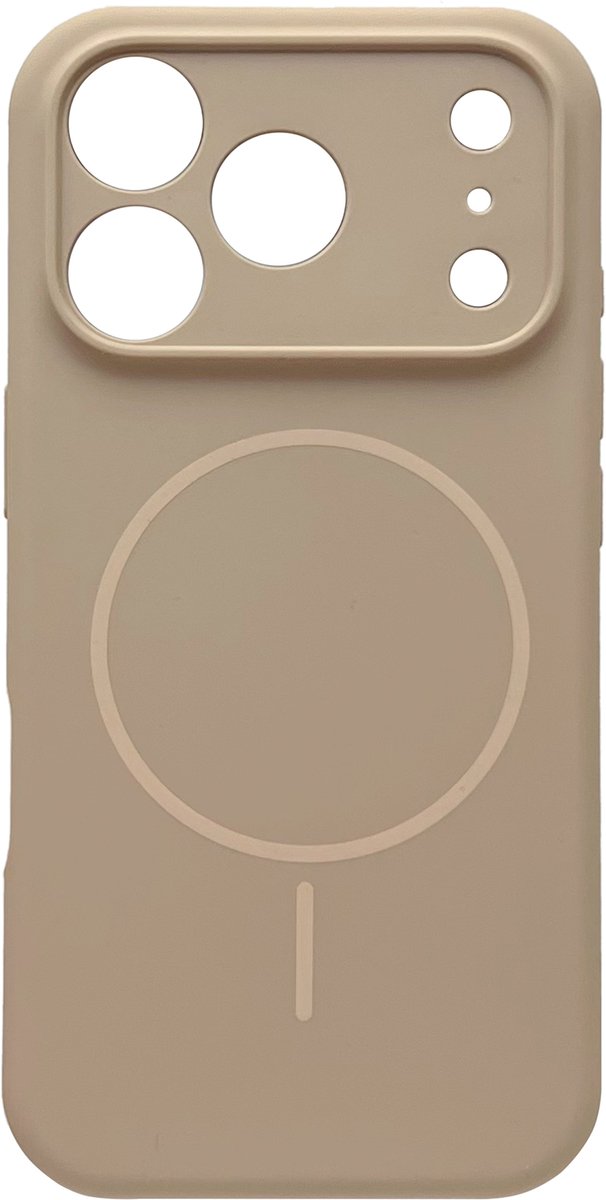 Casemania Hoesje Geschikt voor Apple iPhone 18 Pro - Zand Beige - Zachte Liquid Siliconen Magnetisch Back Cover Case - Geschikt voor MagSafe - Telefoonhoesje met Camera Bescherming