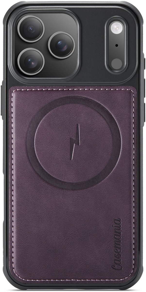 Casemania Hoesje Geschikt voor Apple iPhone 18 Pro Max - Dark Purple - Magnetische Telefoonhoesje Geschikt voor MagSafe - Kunstleer Back Cover met Anti-Slip Grip Randen
