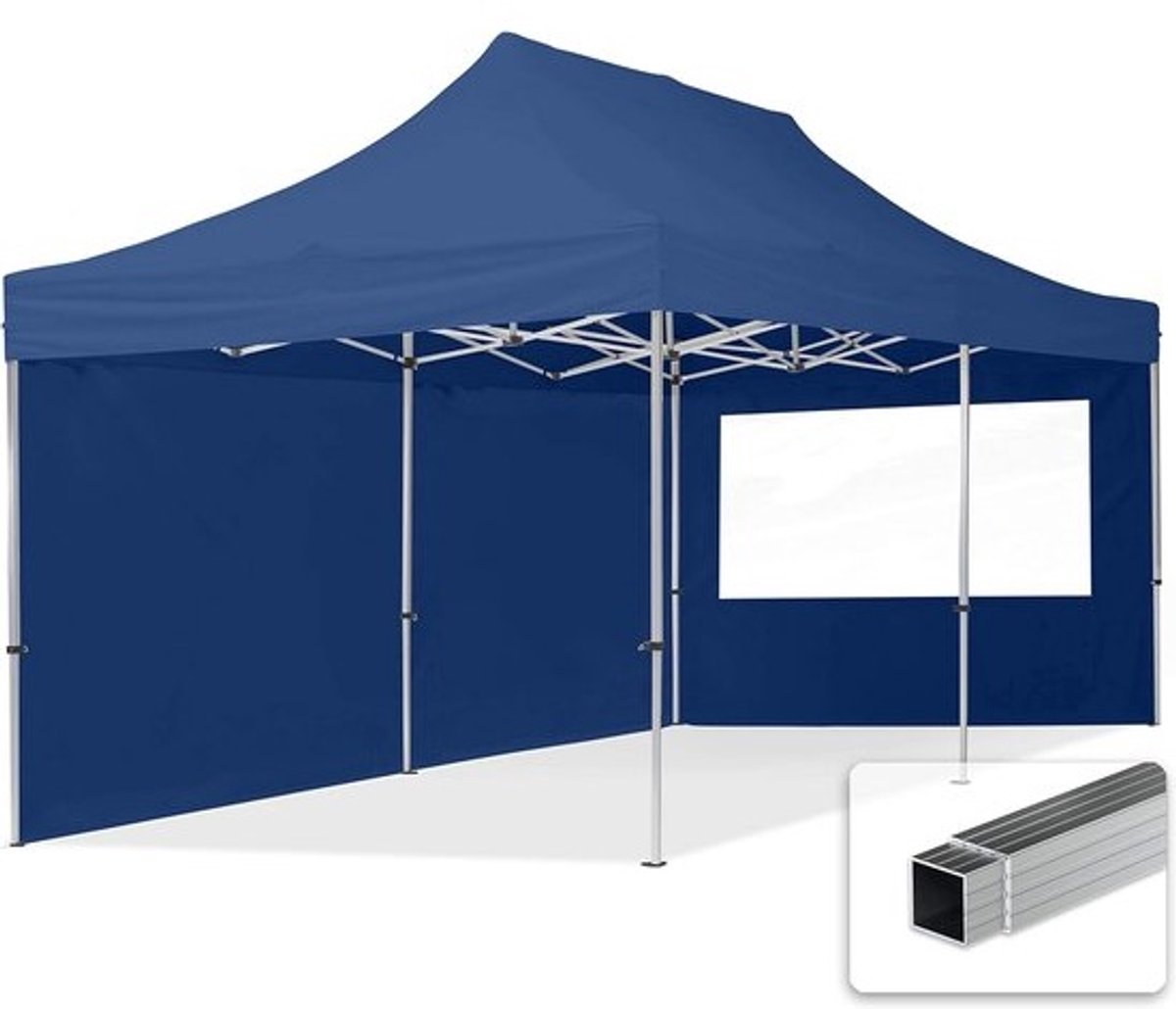 Inklapbare Partytent 3x6 meter Blauw met 2 Zijwanden - Snel Opzetbare Pagode