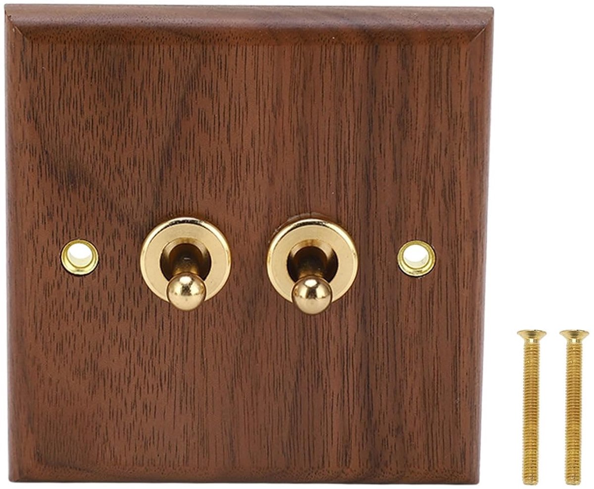 dubbelwandige schakelaar, 250 V, 50 Hz, walnoot, 86 x 88
