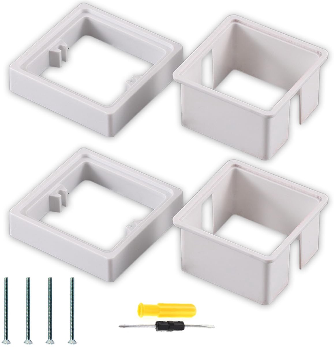 0.78IN/20MM Enkele Socket Met Installatie Positie Armatuur Oppervlak Doos Vierkante Spacer Plaat Enkele Socket Lichtschakelaar Surround, Pack van 2