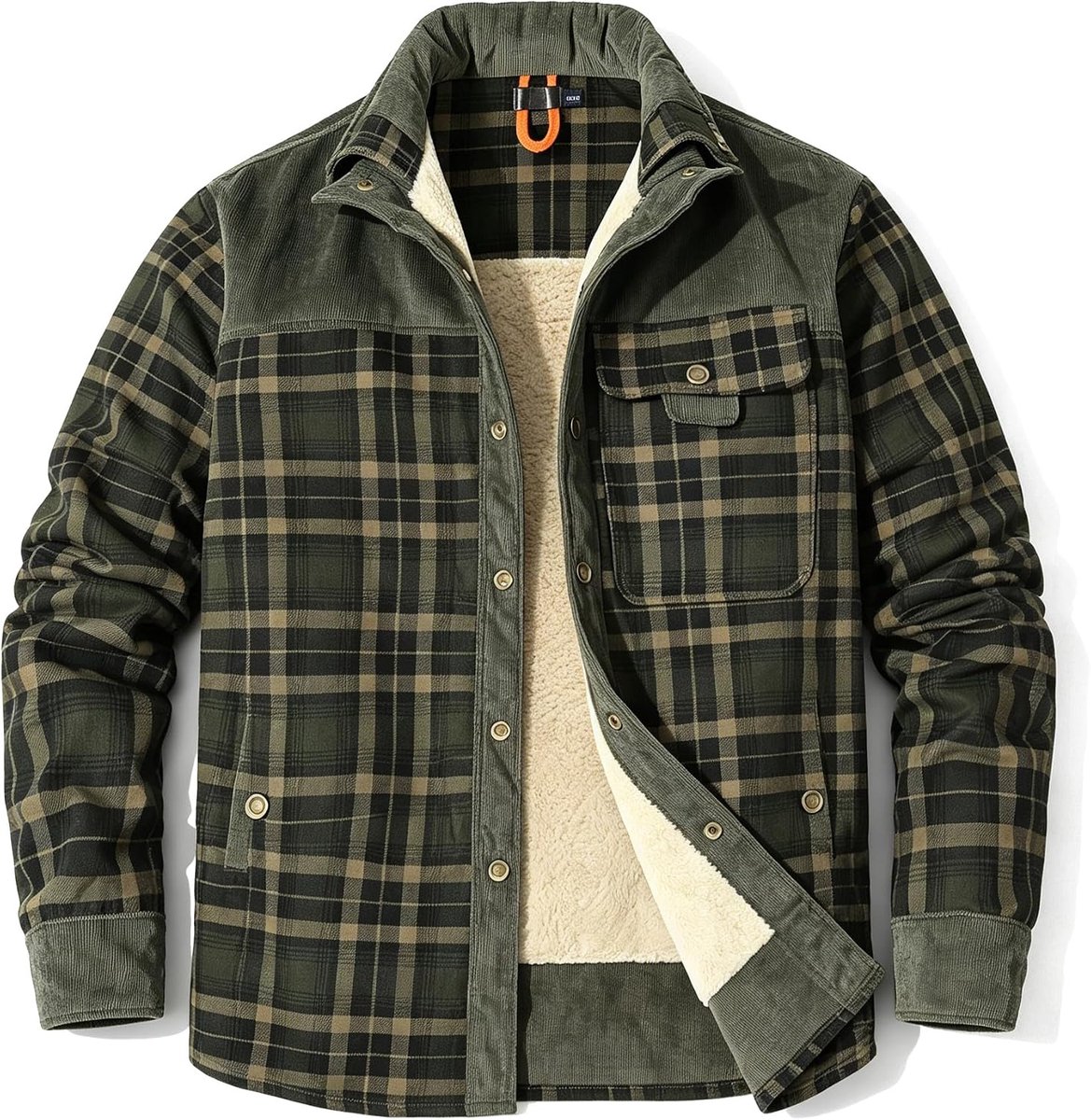 Fleecejack voor heren, sherpa-binnenfleece, houthakkerstijl, geruit