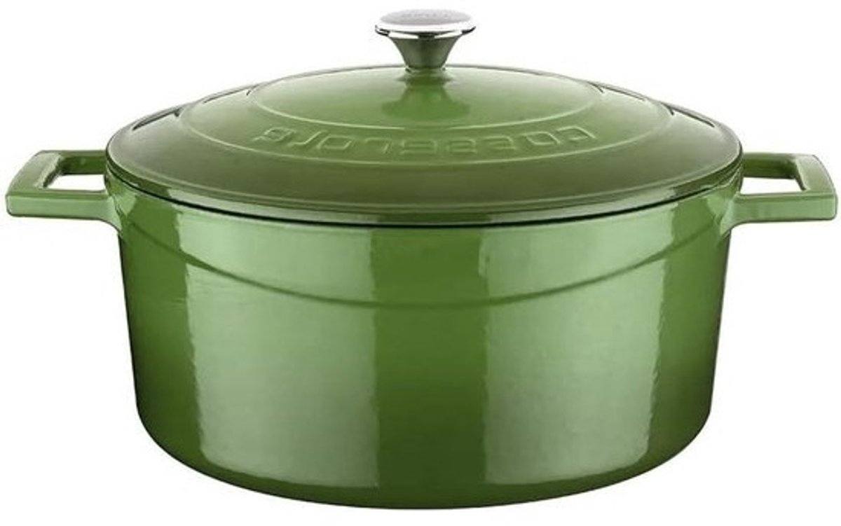 Gietijzeren Braadpan - Stoofpan - Slowcooking Maaltijden - Gelijkmatige Warmteverdeling - 4.49 Liter - Groen