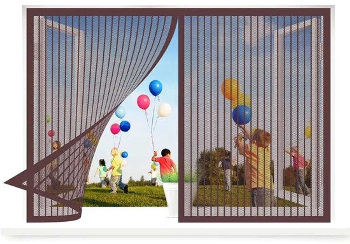 Horizontaal Hor - Muggengaas Raam - Insecten Buiten Houden - Magnetische Bevestiging - 160 x 95 cm - Bruin