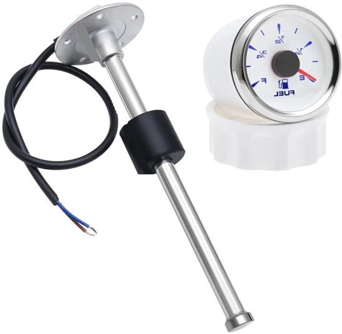 Brandstofmeter Brandstofniveausensor - Olietank Indicator Meter - Voertuig Monitoring - Roestvrij Staal 316L - 52mm - Zwart
