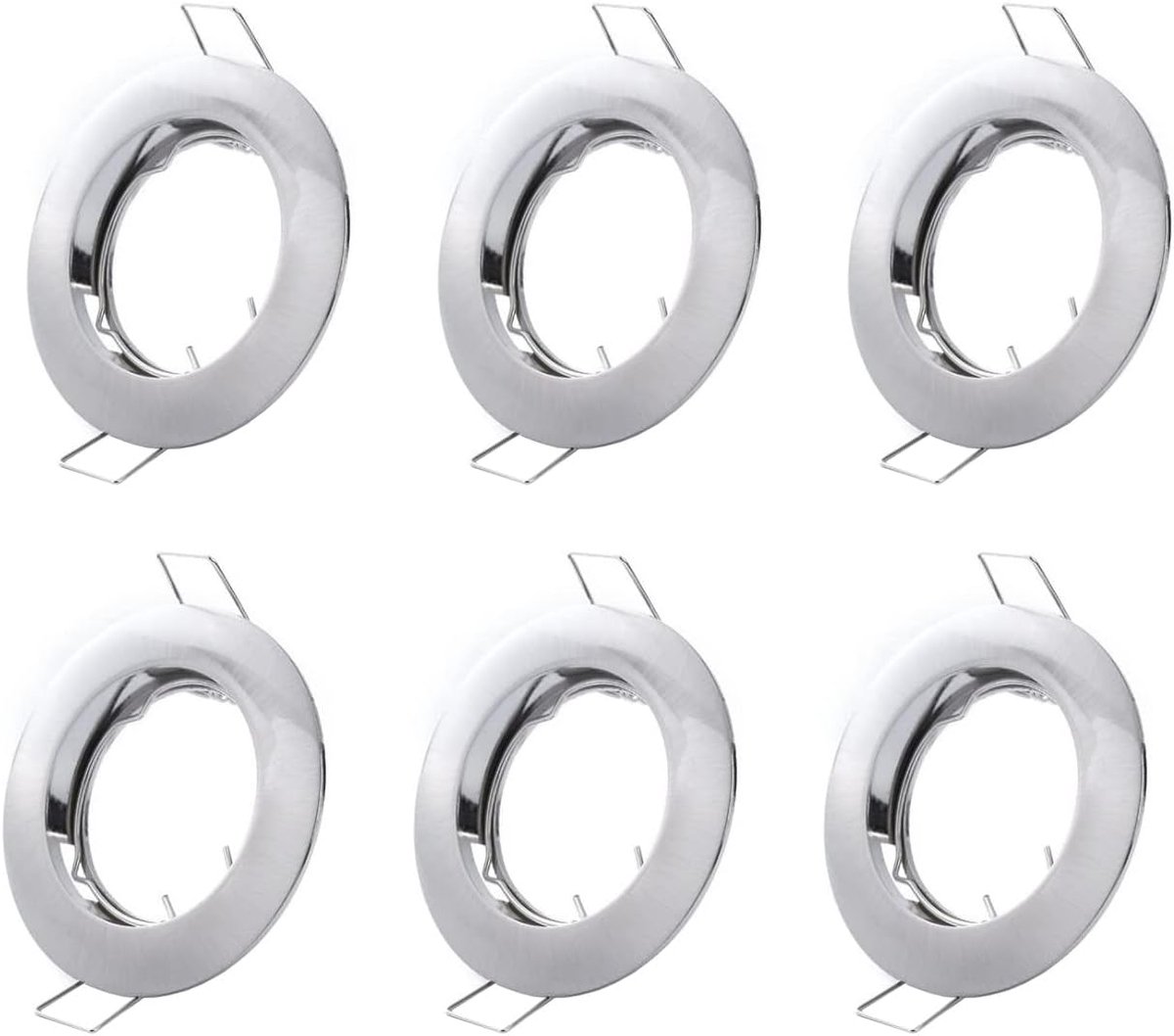 6-delige set inbouwframes plafondinbouwframes inbouwspotset inbouwframes in aluminium (LED/Halogeen/GU10/MR16/PAR16/50mm) Zilver