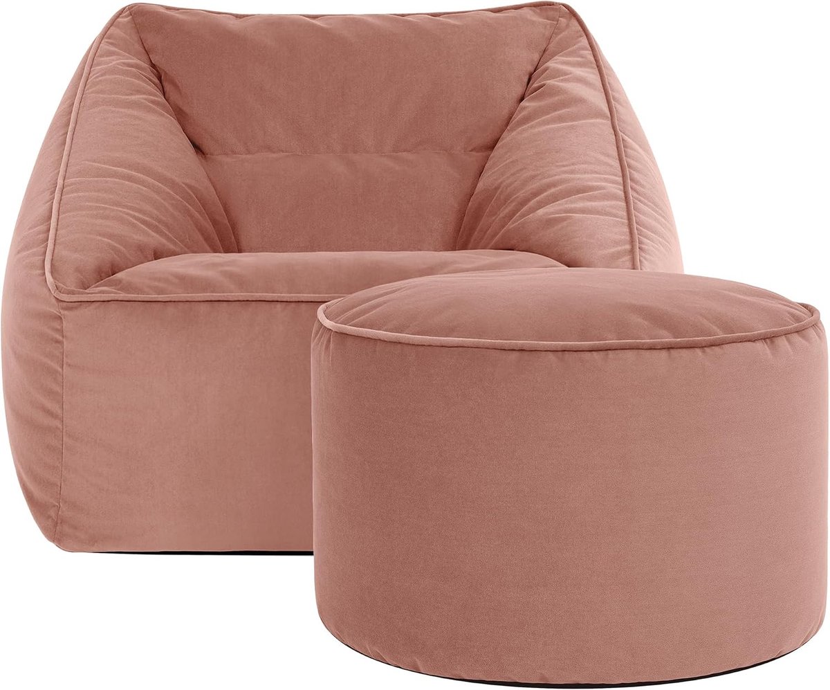 icon Natalia Zitzak Fauteuil met Hocker, Stoel Fluweel met Vulling, Roze