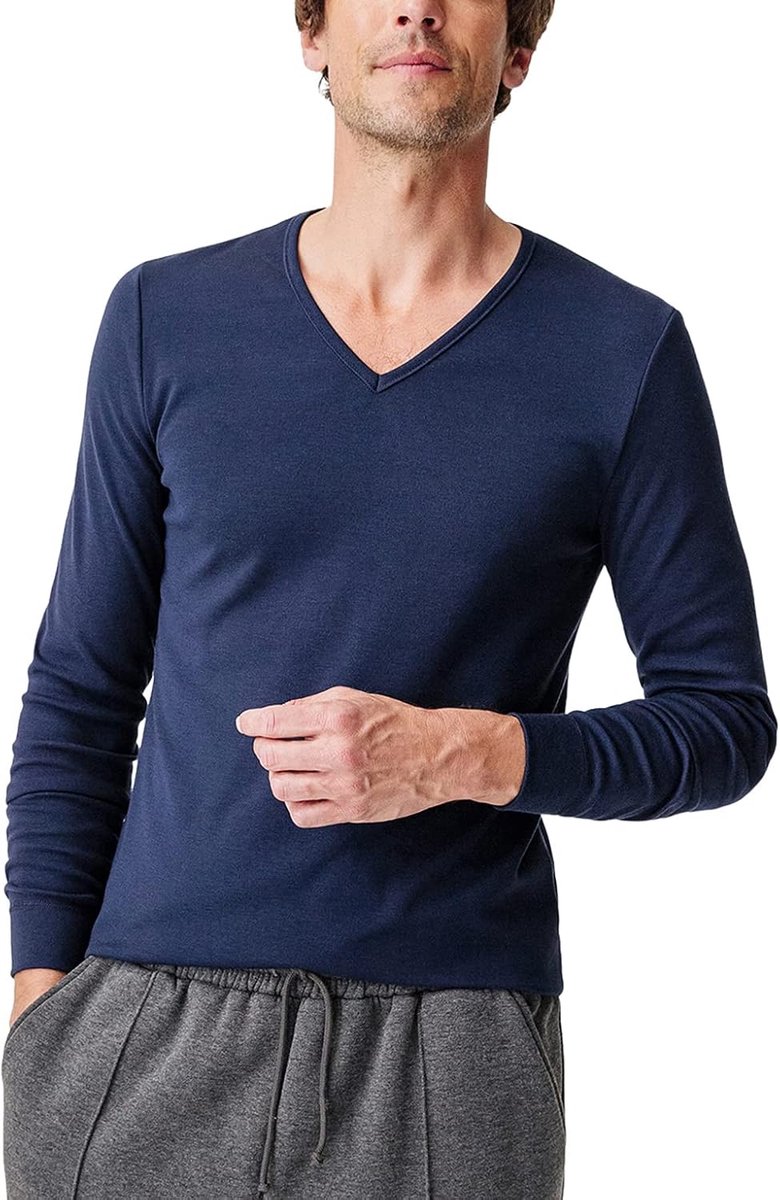 T-shirt met V-hals, interlock mesh heren T-shirt