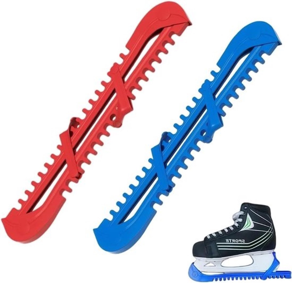 Schaatsijzerhoezen - IJzerbeschermers - Schaatsen Beschermen - Verstelbaar - 345 cm - Rood Blauw