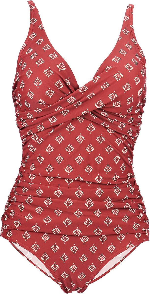 Badpak voor dames, eendelig, met V-hals en hoge taille, buikcontrole, push-up, zwempak, badmode
