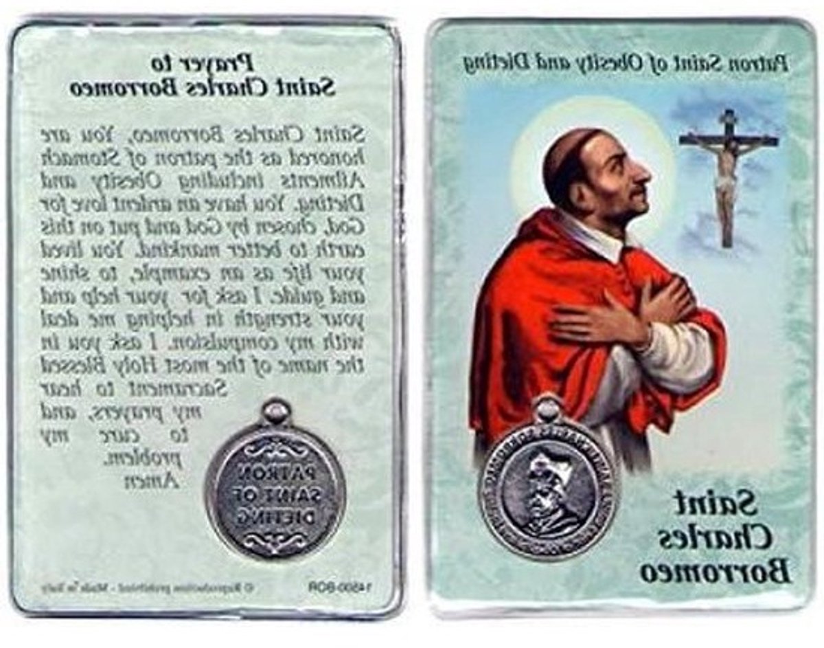 Bidkaart Heilige Kaart - Religieuze Kaart Patronage - Gebed en Bescherming - Met Medaille - 9.5x6.3 cm - Effen