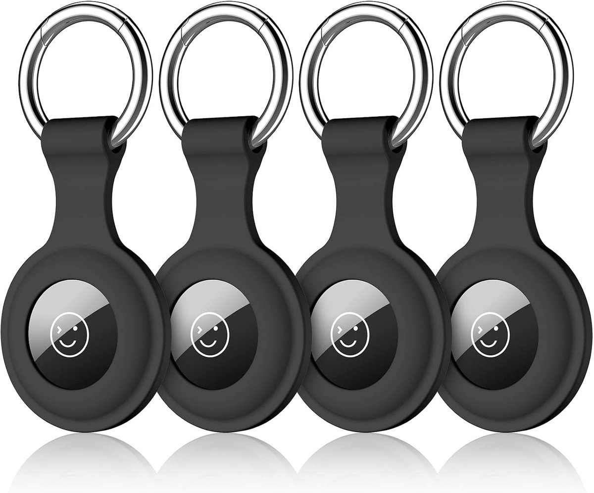 Airtag Sleutelhanger compatibel met Apple Airtag houder, 4-pack siliconen hoesje tracker sleutelhanger voor mannen vrouwen, veiligheid anti-verlies beschermhoes cover
