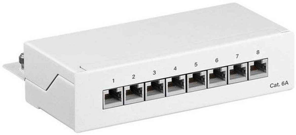 Patchpaneel Netwerk - Netwerk Hub - Kantoor Netwerk - 8 Poorten - 21.7 x 13.7 cm - Wit
