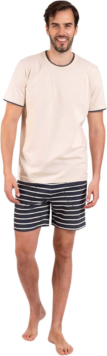 Fashion Herenpyjama van Katoen | Tweedelig Setje met Shirt en Korte Broek | Comfortabele Nachtkleding voor Warme Nachten | Cadeau-idee voor Hem S-3XL