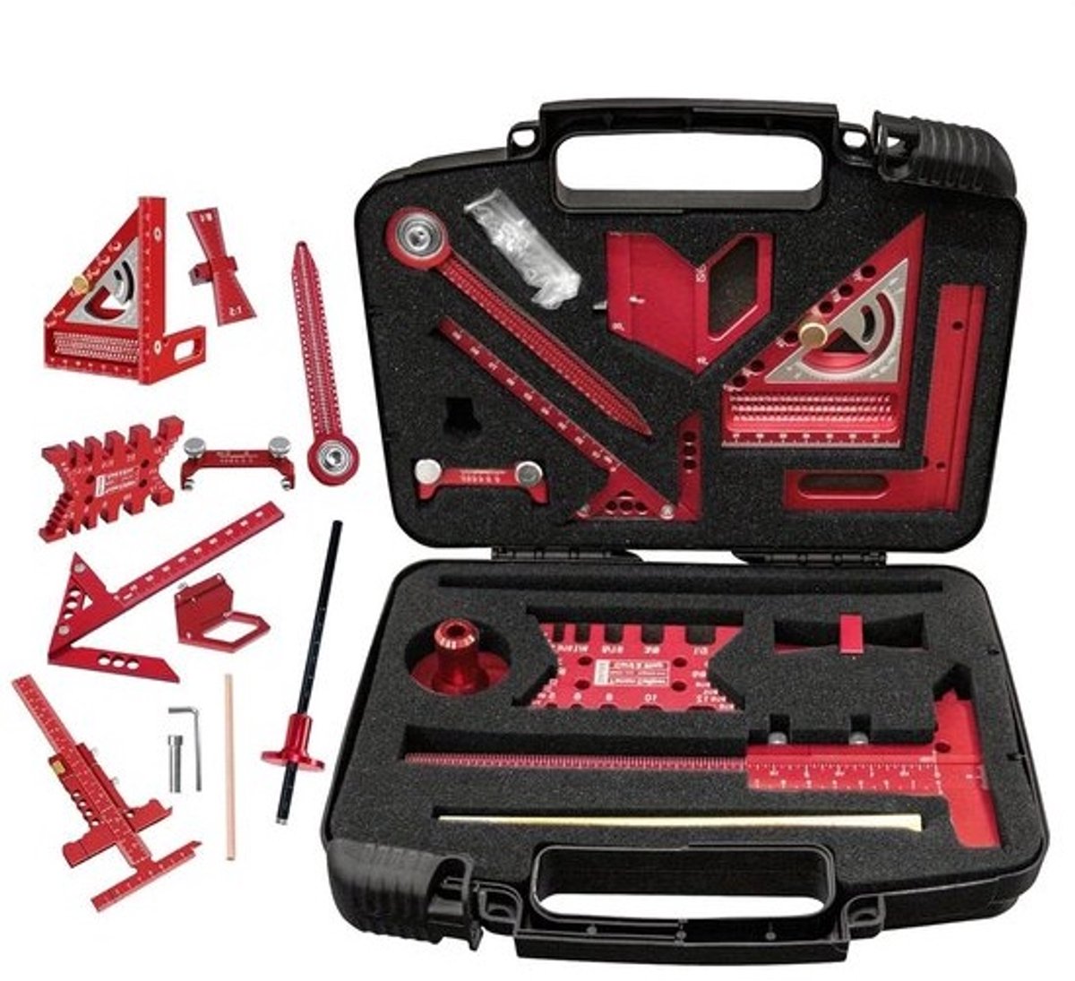 Bouwhaak,10 Delige Houtbewerking Meetgereedschap Set | Huishoudelijke montagehoekmeter kit | voor houtbewerking meubelindustrie vloeren garage buiten