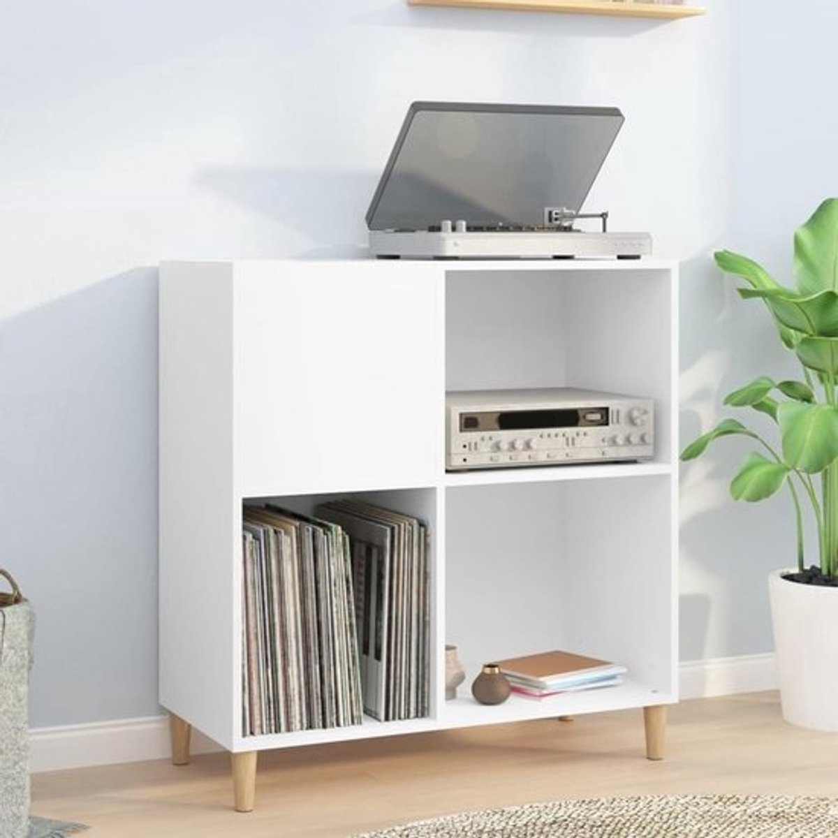CD-kast - Platenkast Boekenkast - Muziek Collectie Opslag - Multiplex Vochtbestendig - 84.5 x 38 x 89 cm - Wit