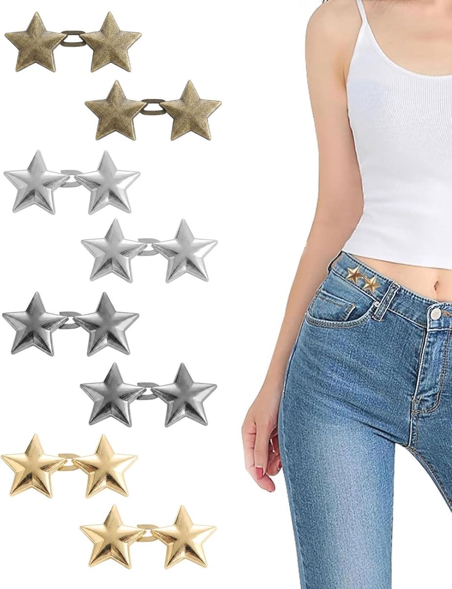 Sterrenknop Slang Eng Machen Clip 8 Paar Jeans Knöpfe Stiften Verkleinern Verstelbare Hosenband Eng Nähfreier Hosenclips Zum Enger Machen Taille Tightener Für Damen Jeans