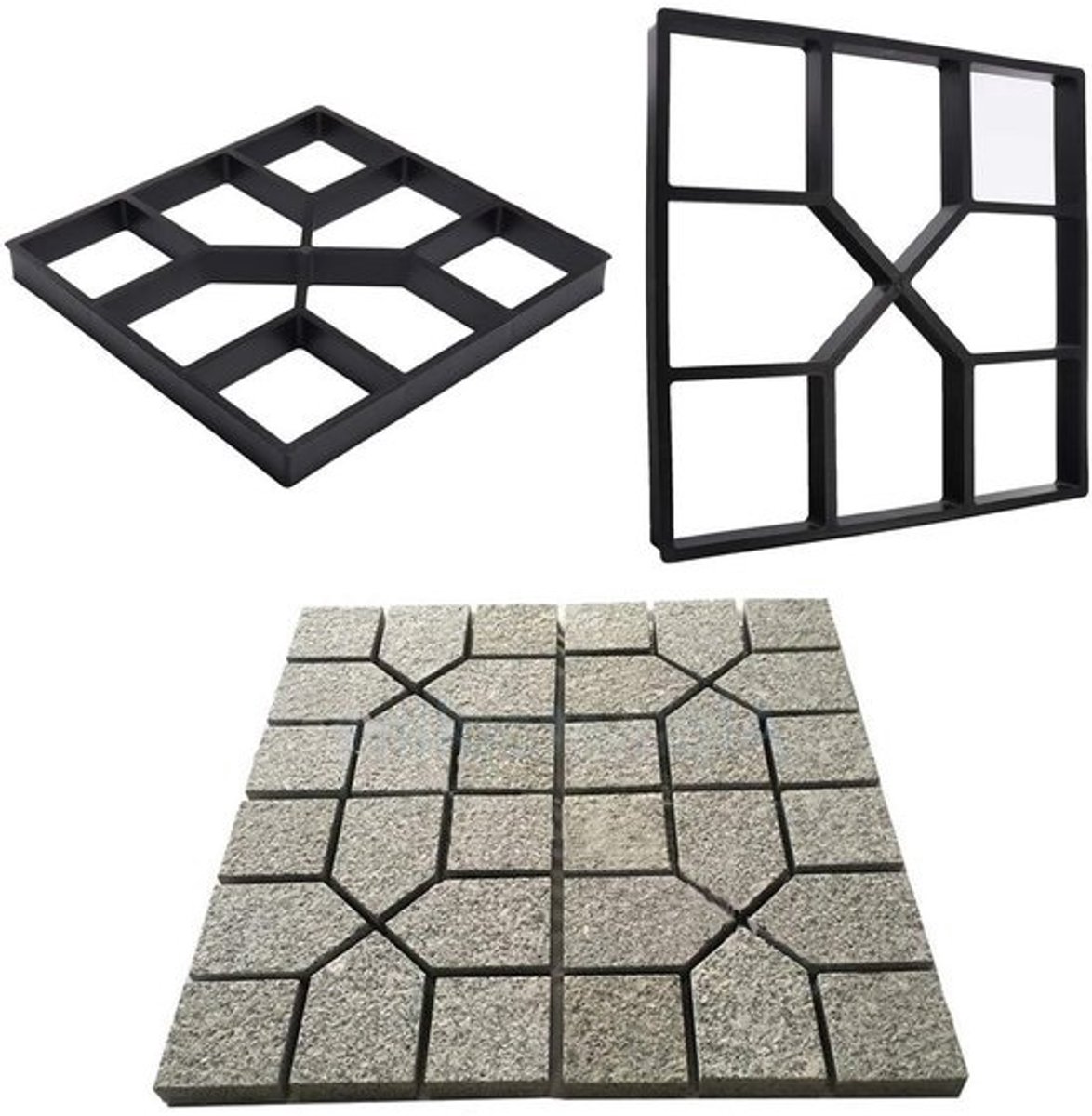 Beton Mallen - Oprit Steen - Tuinpad Maken - Geometrisch Patroon - 40x40cm - Zwart