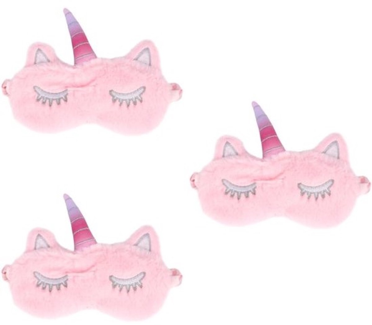 Slaapmasker Set - Verduisterend Blinddoek - Lekker Slapen - Uniek Eenhoorn Design - 3 Stuks - Roze