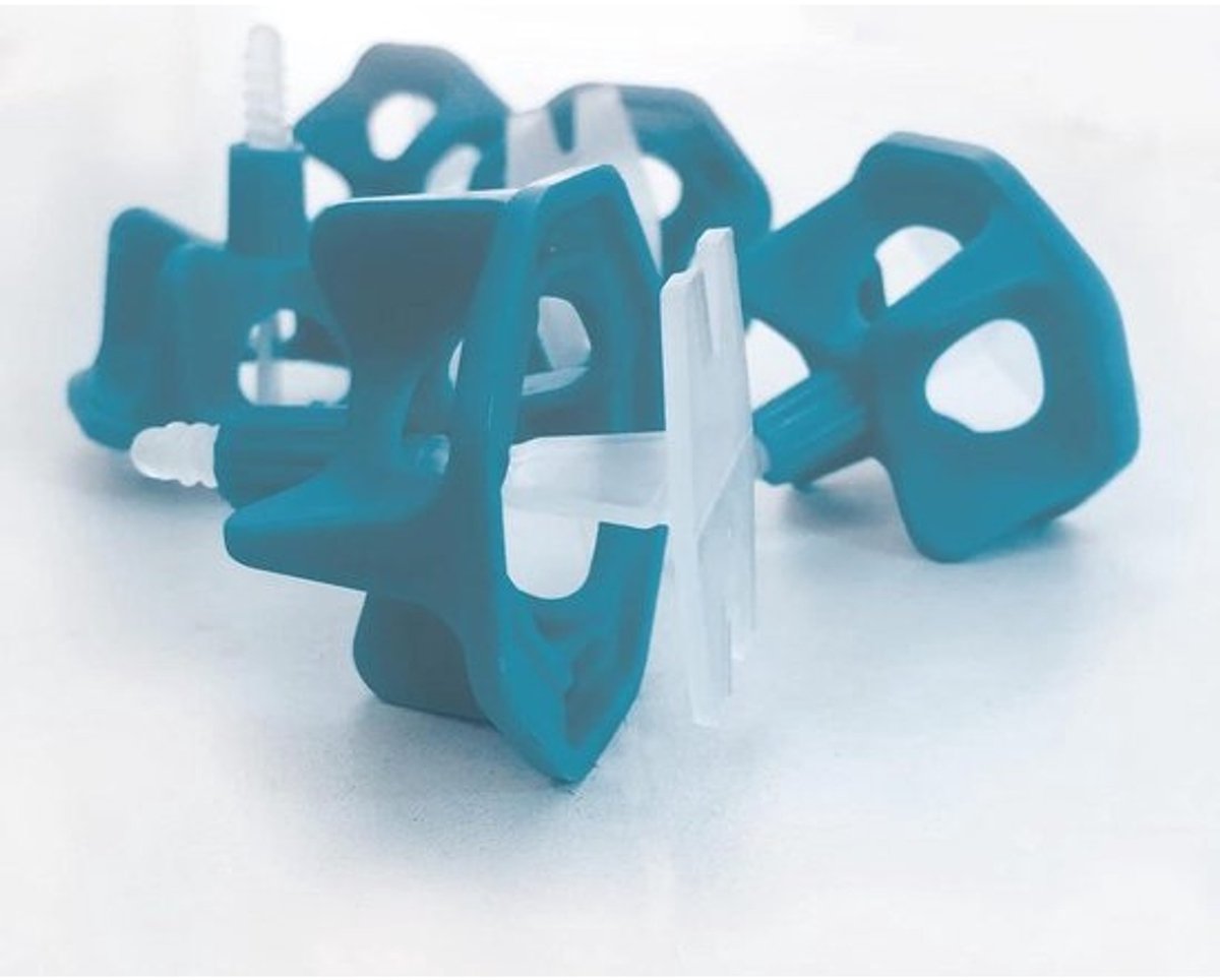 Tegelnivelleringssysteem Set - Tegelclips Wiggen - Vlakke Tegels Leggen - Zonder Extra Gereedschap - 250 Assen 100 Kappen - Grijs