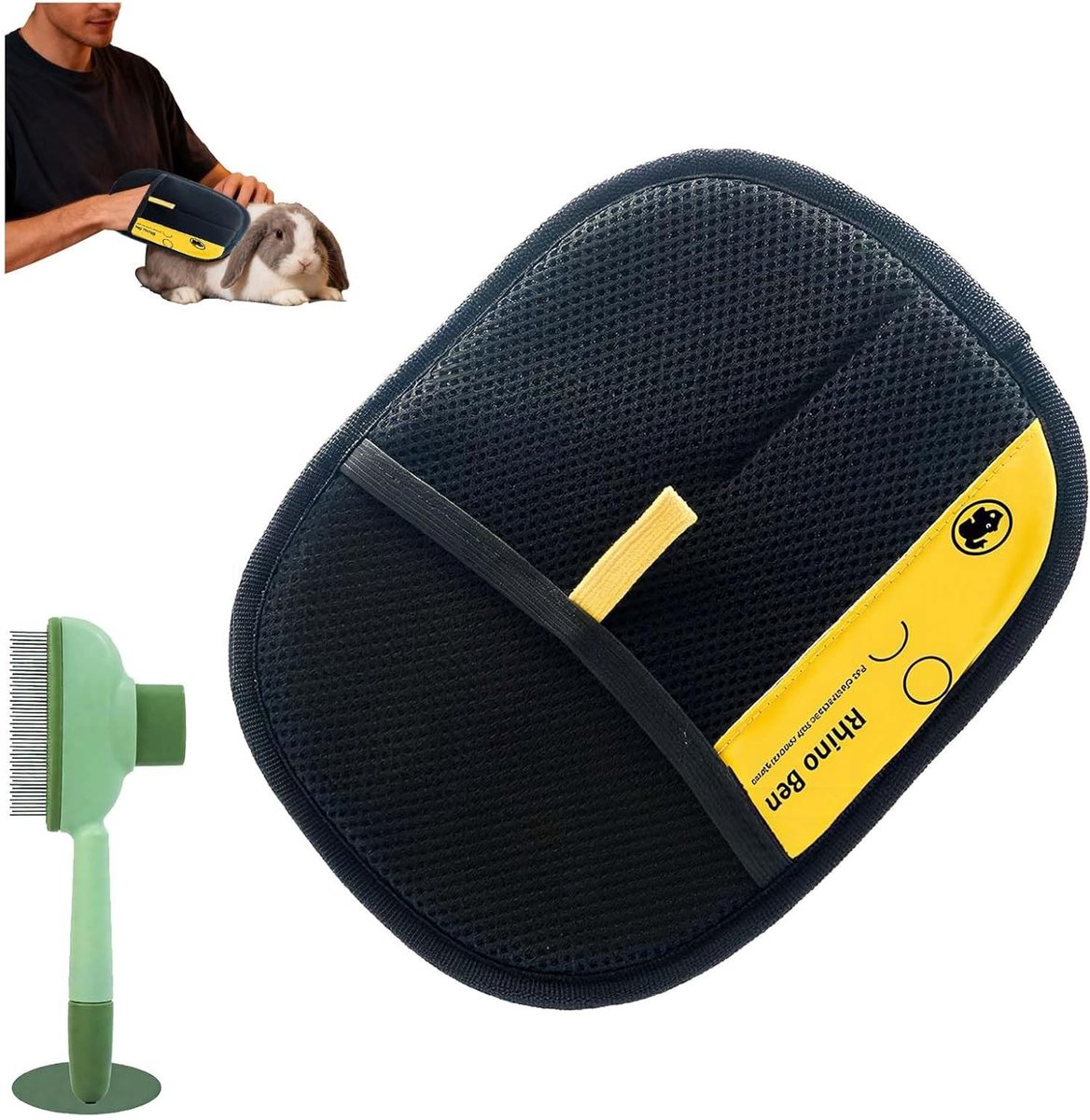 Verwijder Dierenharen Set – Dubbelzijdige Schoonmaak Handschoenen & Zelfreinigende Borstel – Geschikt voor Huisdieren zoals Katten, Honden en Konijnen – 2 Stuks voor Verzorging en Masseren
