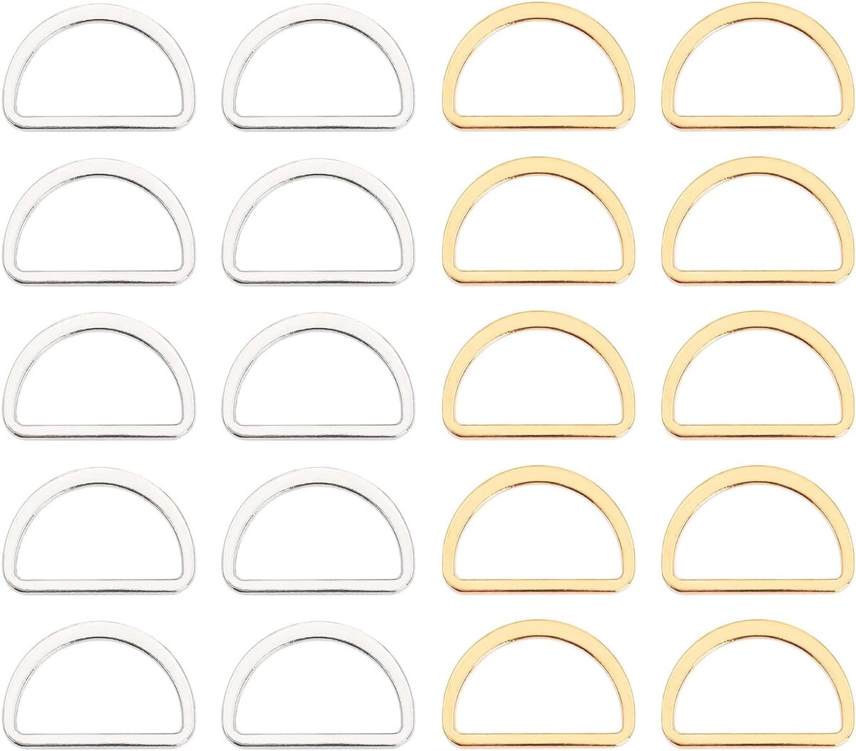 20 Metalen D-Ringen Van 25 Mm, Halfronde Naadloze Stalen Ringen, Geschikt Voor Tassenriemen, Schouderbanden, Doe-Het-Zelfaccessoires Voor Huisdierenriemen (Goud, Zilver).