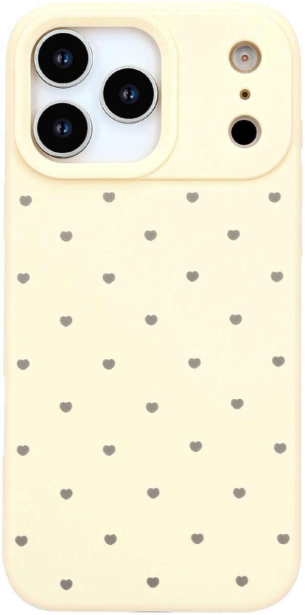 Hoesje Geschikt voor Apple iPhone 18 Pro Max - Geel - Casemania Stevige Siliconen Back Cover met Hartjes Print