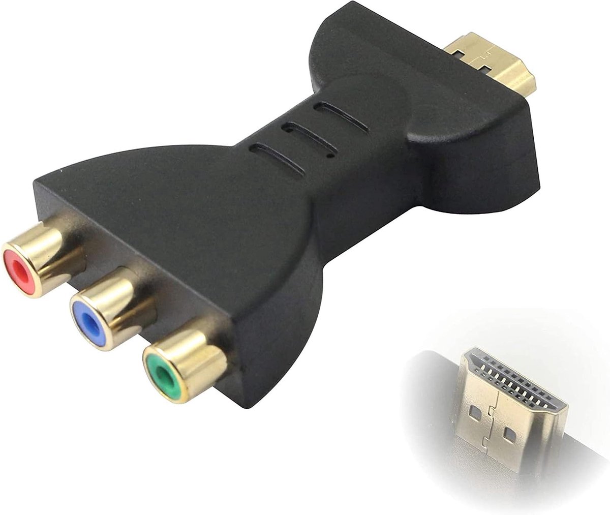 Adapter HDMI Mannelijk Naar 3 RCA Vrouwelijke Composiet Video Audio VA Component Converter Adapter Geschikt voor HDTV DVD en de meeste LCD Projectoren Apparaat (Rood, Blauw, Groen) (Kleurverschil)