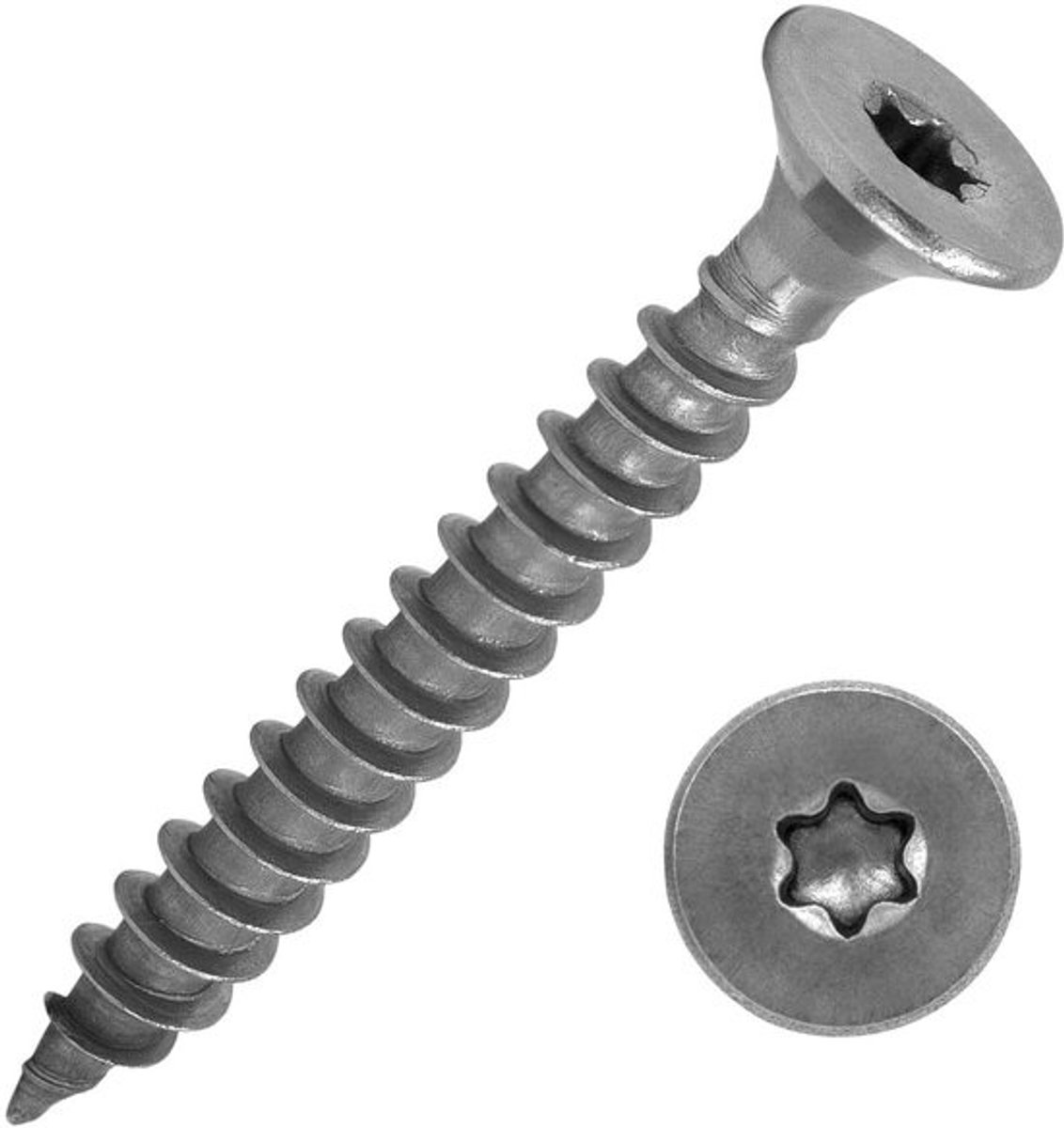 RVS A2 Spaanplaatschroeven Verzonken Kop Torx Houtschroeven Universeel 6.0x60mm (50st)