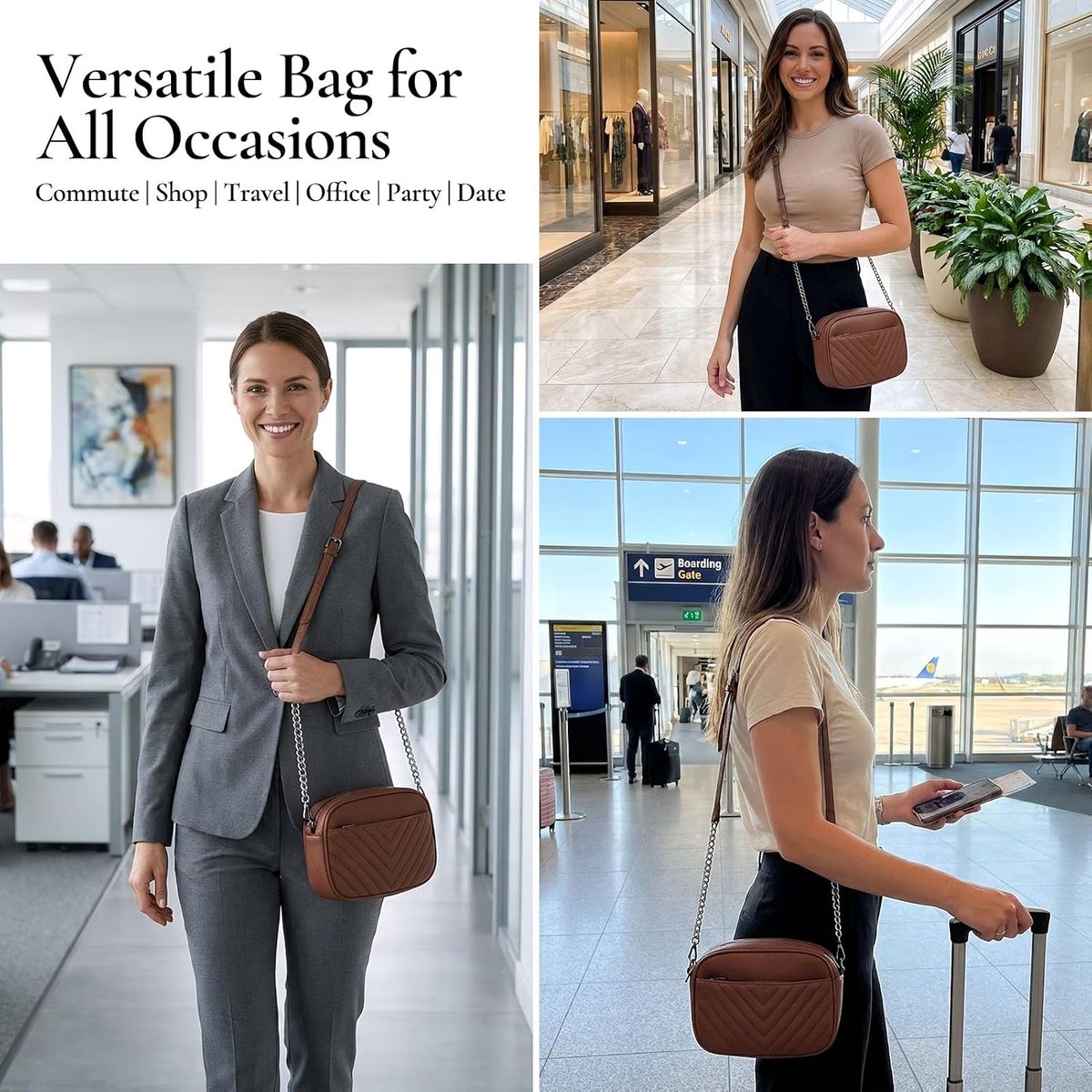 Schoudertas voor mobiele telefoon, klein, PU-leer, crossbody tas, stijlvolle handtas voor dames, met afneembare schouderriem