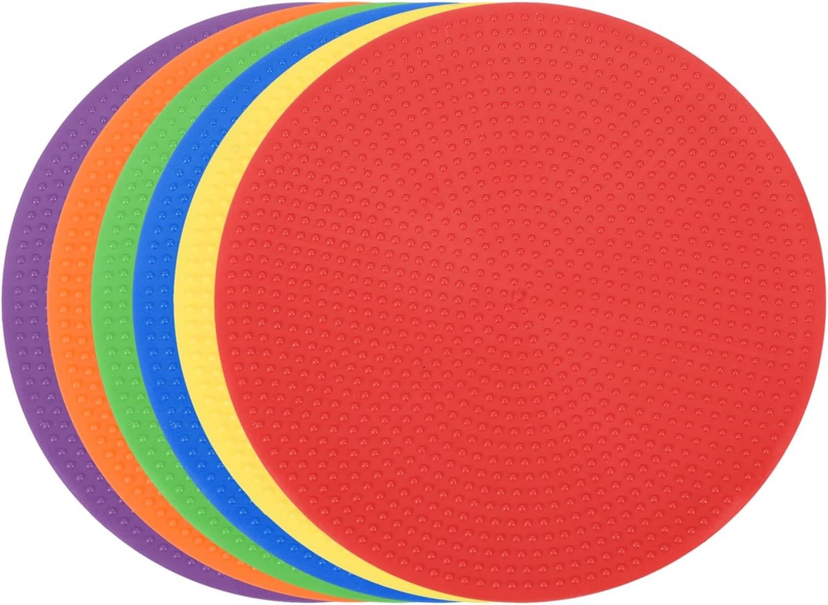 Spot Markers 4 Inch, 6 Stks Antislip Vloerpunten Behendigheid Markeringen Platte Veld Kegels Poly Punten voor Gym Lichamelijke Opvoeding Snelheidstraining Dansen Voetbal Basketbal Sport