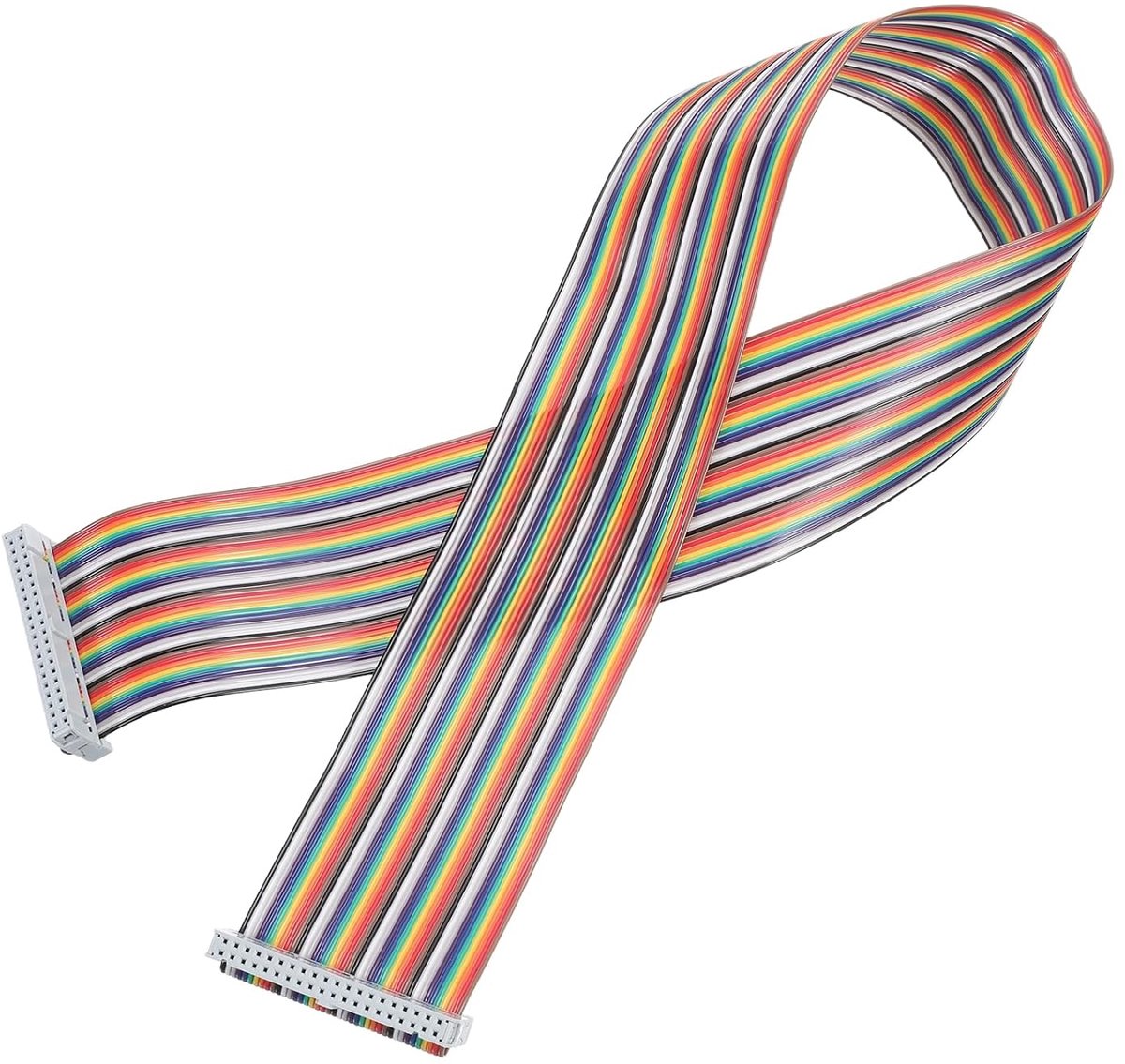 Regenboog lintkabel 2,54 mm raster 40-pins aansluitkabel FC dubbele vrouwelijke grijze stekker voor doe-het-zelf experiment 6,5 m lengte 1 stuk