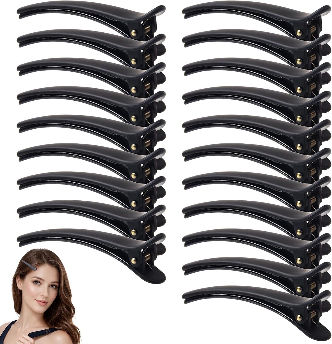 20 stuks haarclips, verdelingsklemmen, kappers, eendenbill haarspelden, kunststof haarklemmen, combi-clip, haarclips, duurzame grote bijten, alligator, clipset voor eenvoudige styling en knippen