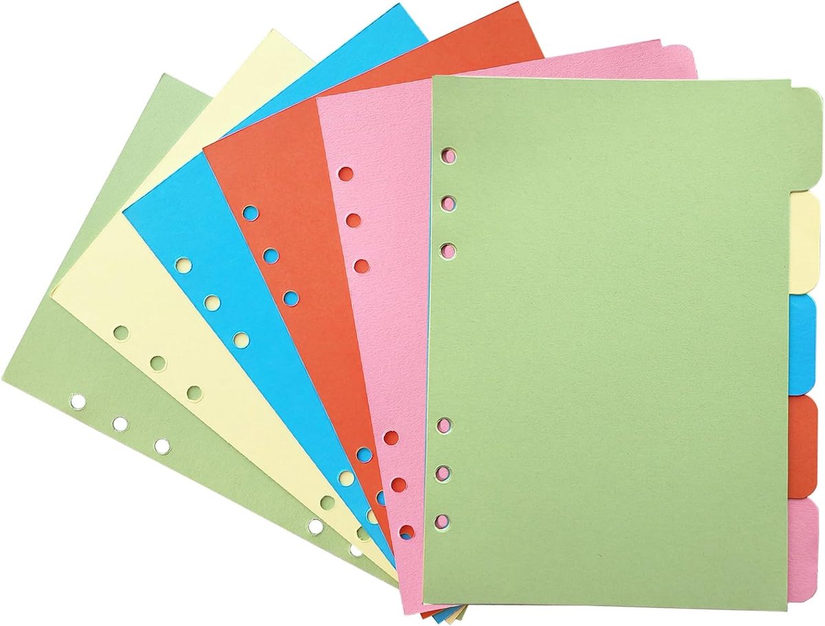 A5 ordnerverdelers, 5 tabbladen, 2 sets (in totaal 10 vakken), 6 verdelers, verdelers, tabbladen, tabbladen, 6 stuks