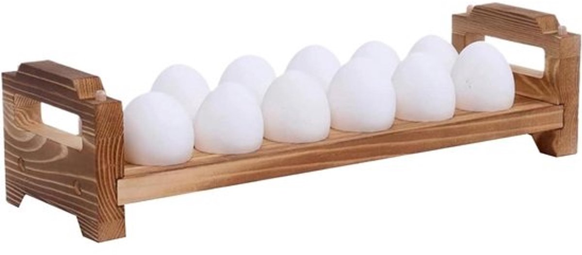 Houten Eierhouder - Eierrek Keuken - Eieren Bewaren - Stapelbaar Ontwerp - 12 Eieren - Houtkleur