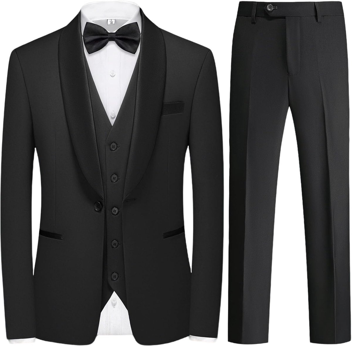 3-delig, bruiloft, slim fit, business smoking met één knoop, voor feest, blazer, jas, broek, vest