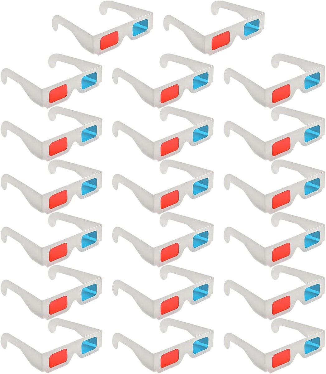 20 Stuks Papier 3D -Glazen, Draagbare Bril, Filmverzoekaccessoires, Geschikt Voor Tv, Computer, Projectoren.