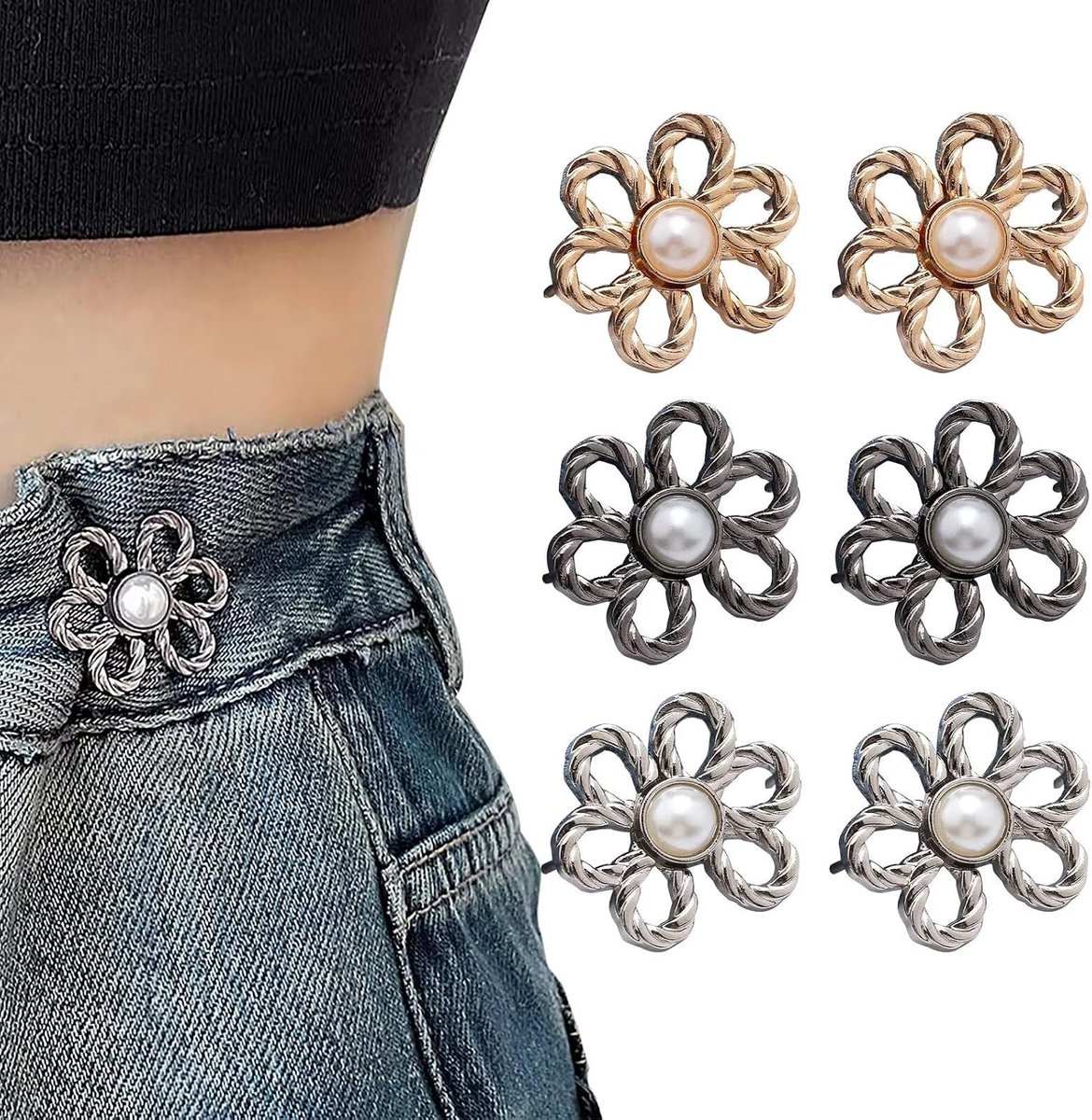 strakker makenclip, 6 stuks metalen broekbanden nauwer maken jeans broekknopen zonder naaien verstelbare jeansknopen voor het verkleinen van de taille van de broek