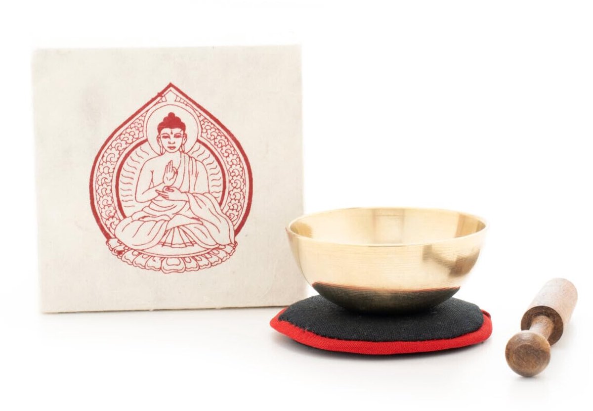 Mini-klangschaal in doos met Buddha-print