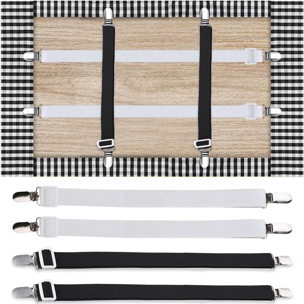 4 stuks bedlakenhouders, dragers voor beddengoed, elastieken voor beddengoed, dekens, matrasbeschermer, bed en bank, rekbaar tot 20 cm - 130 cm, neem afscheid van rommelige lakens
