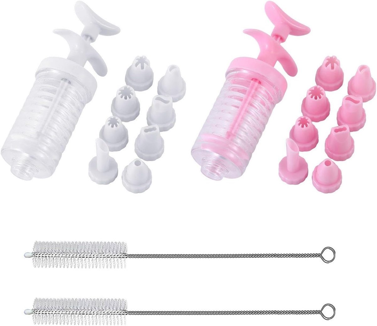 2 Sets Gemaakt Van Plastic Pijpen En 2 Stukken Siliconenstro, Dessertdecorateur, Crèmekleurige Dispenser, Gebakken Gereedschap.