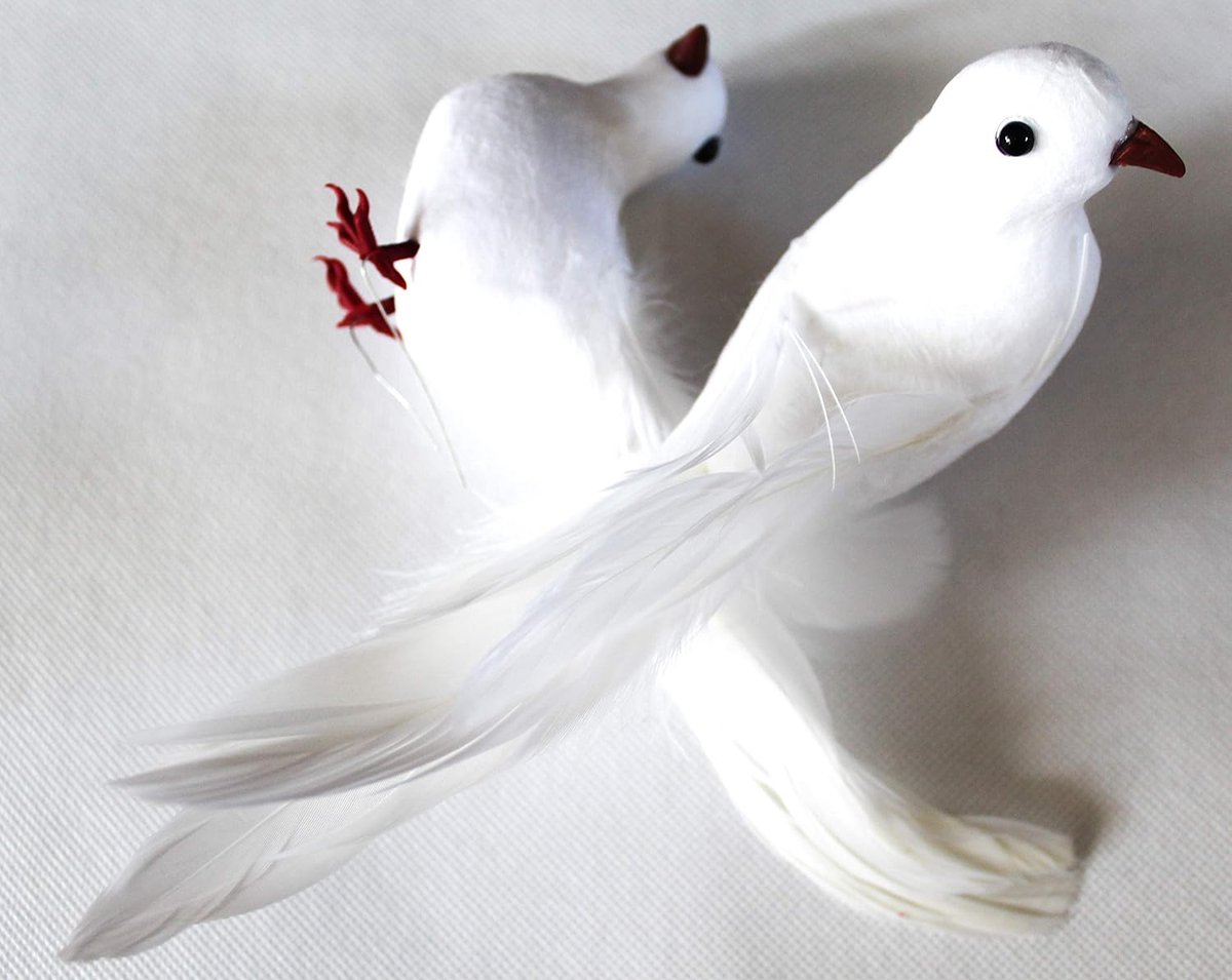 Duiven duiven paar bruiloft duiven paar bruiloft decoratieve vogels clip klem draad (2 stuks, 18 cm draad)