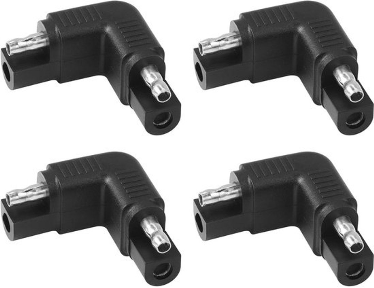SAE Adapter - Polariteitsomkeerder - Stroom Aansluiten - 90 Graden Hoek - 4 Stuks - Zwart