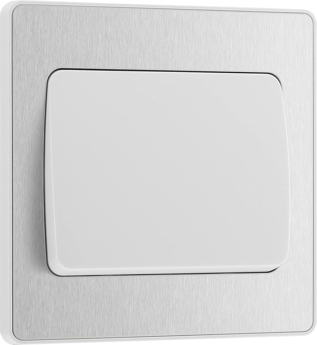 Evolve geborsteld staal (witte ins) enkele lichtschakelaar, 20A 16Ax, 2 manier, brede rocker