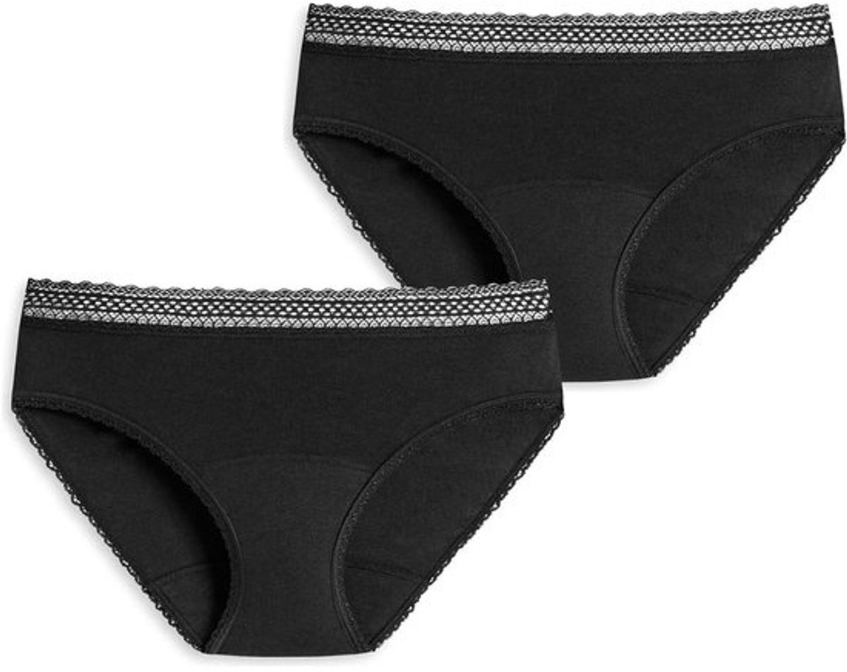 Menstruatieslip - Periode ondergoed - Comfortabel dragen - Lekvrije bescherming - 2 stuks - Zwart
