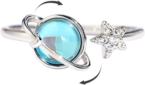 Ringen voor vrouwen ring angst roterende planeet zilveren open ring instelbaar — afbeelding 2