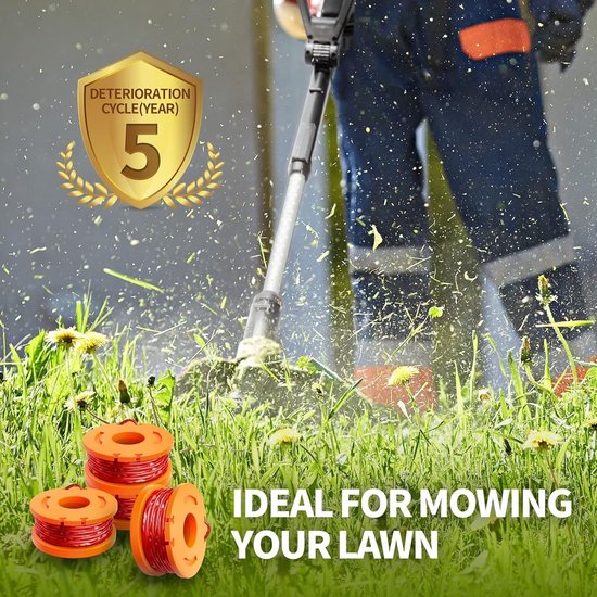 Spoel Voor graskantensnijders, trimmer draadspoel Voor graskantensnijders, trimmer spoelmodel WA0010 WA0004 WA0004.1, Ø 1,65 mm, 3 m lengte (8 reservespoelen + 2 doppen WA6531) — afbeelding 5