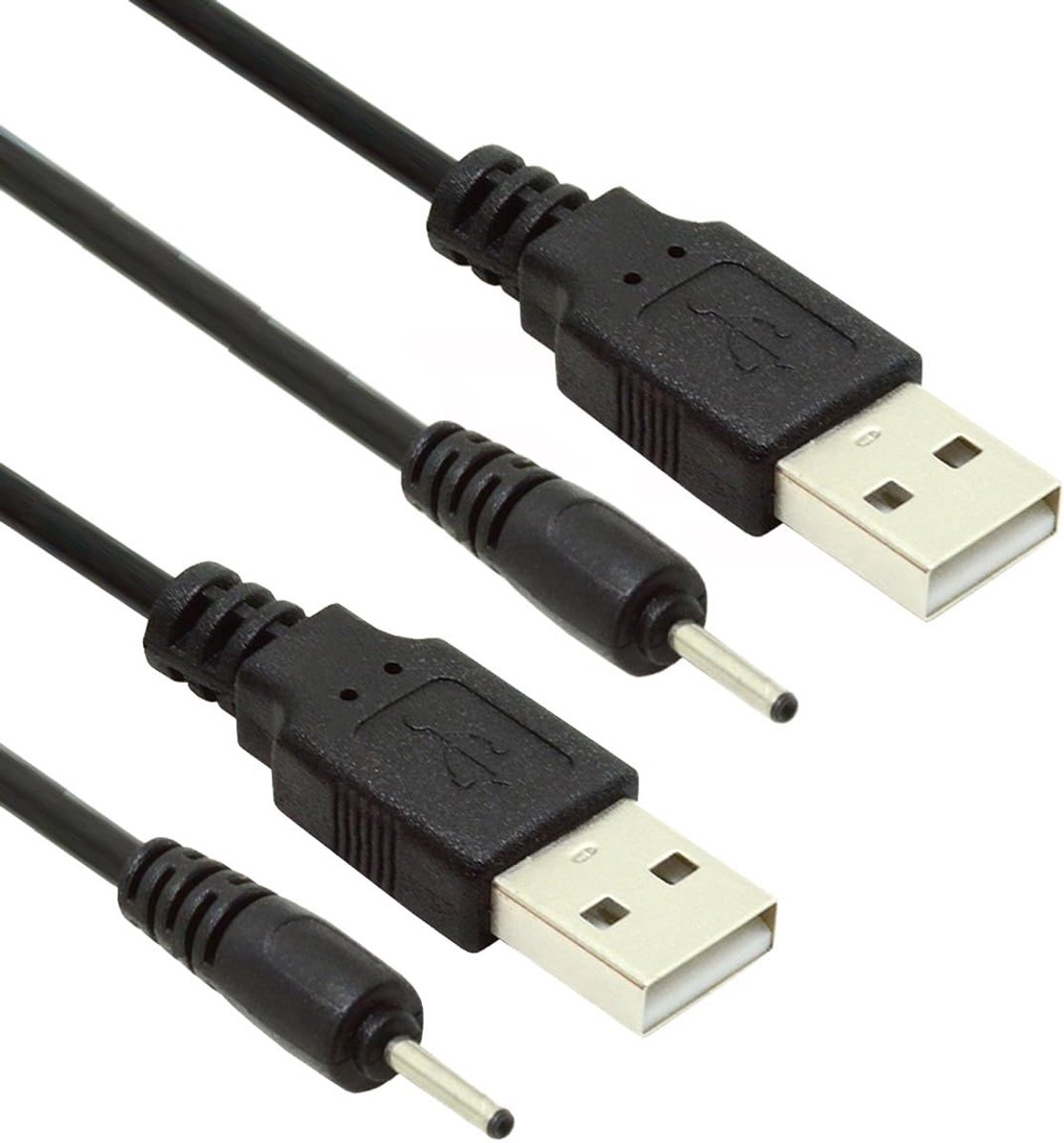 Xiwai 2 stuks / partij 1,5 m USB 2.0 Type-A stekker naar 5 V DC 2,0 x 0,7 mm DC Power ronde stekker kabel 24AWG