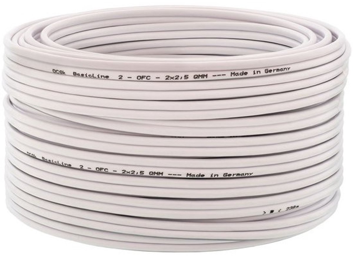 50m Luidsprekerkabel Wit 2x2,5mm² - 99,99% OFC Koper voor HiFi Stereo Audio